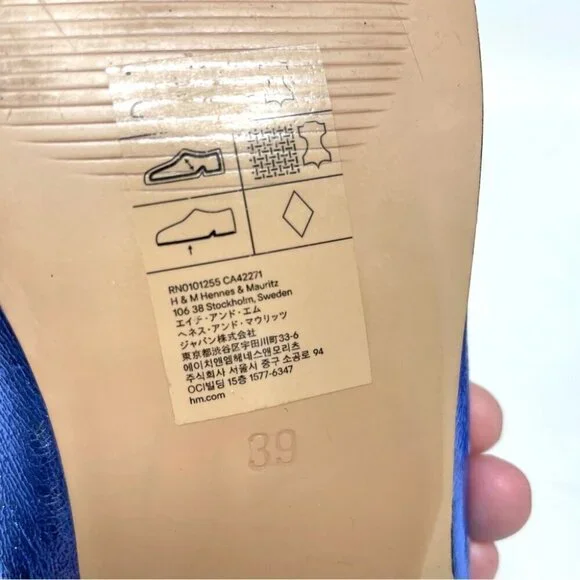 H&M Premium Selection Metallic Blue Leather Loafers Size 39 - Picture 9 of 12